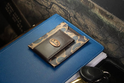 Ole Miss Rebels Men's Magnetic Front Pocket Old School Camo Leather Wallet.