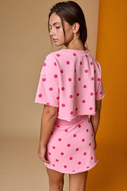 Polka Dot Crop Top & Skorts Set