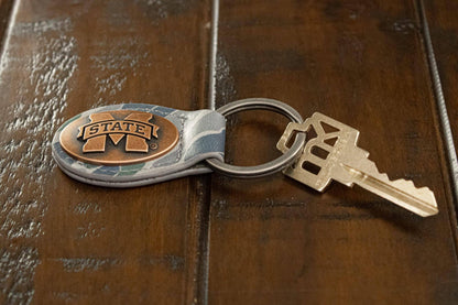 Mississippi State Bulldogs Oval Camo Leather Key Fob.