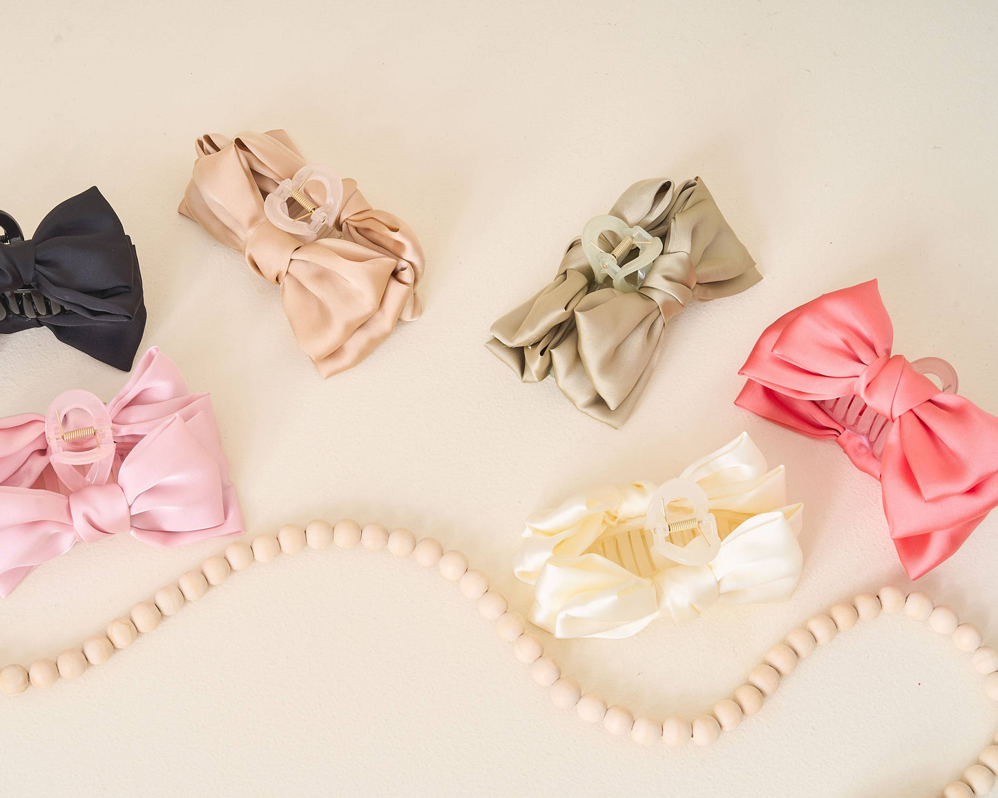 Satin Bow Claw Clip- Green