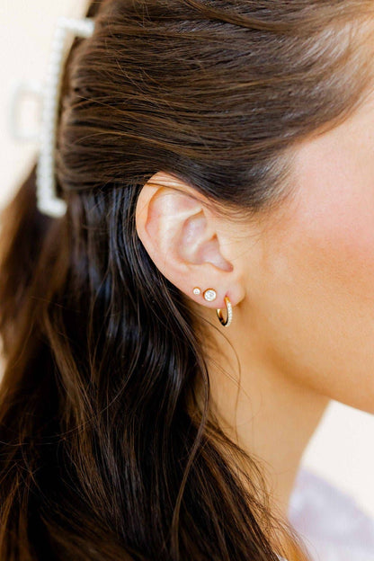 Screwback Stud Earrings - Micro Cooper Clear Gold