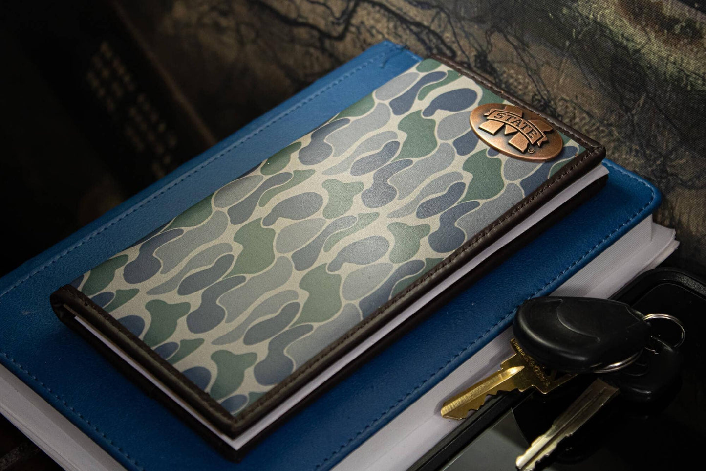 MSU Bulldogs Men's Secretary Old School Camo Leather Wallet.