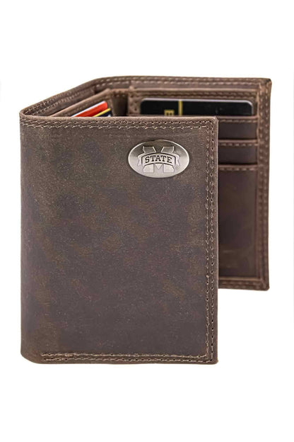 Mississippi State Bulldogs Men's Collegiate Trifold Leather Wallet.