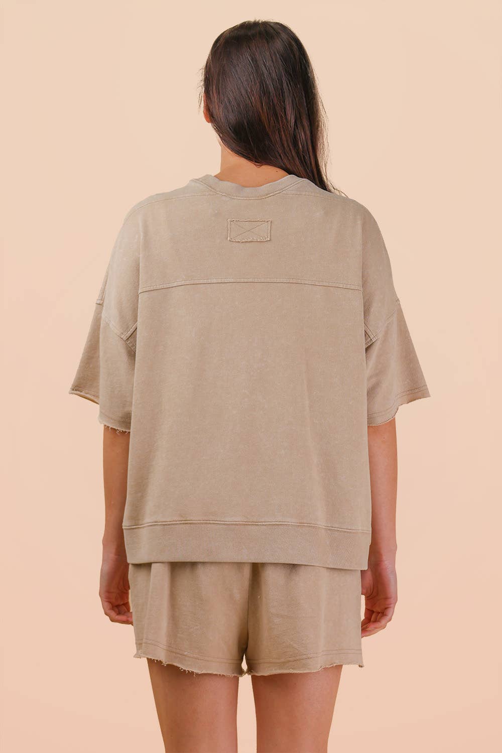 Mineral Washed Knit Casual Top & Shorts