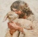 Jesus & Lamb Framed Art 12x12