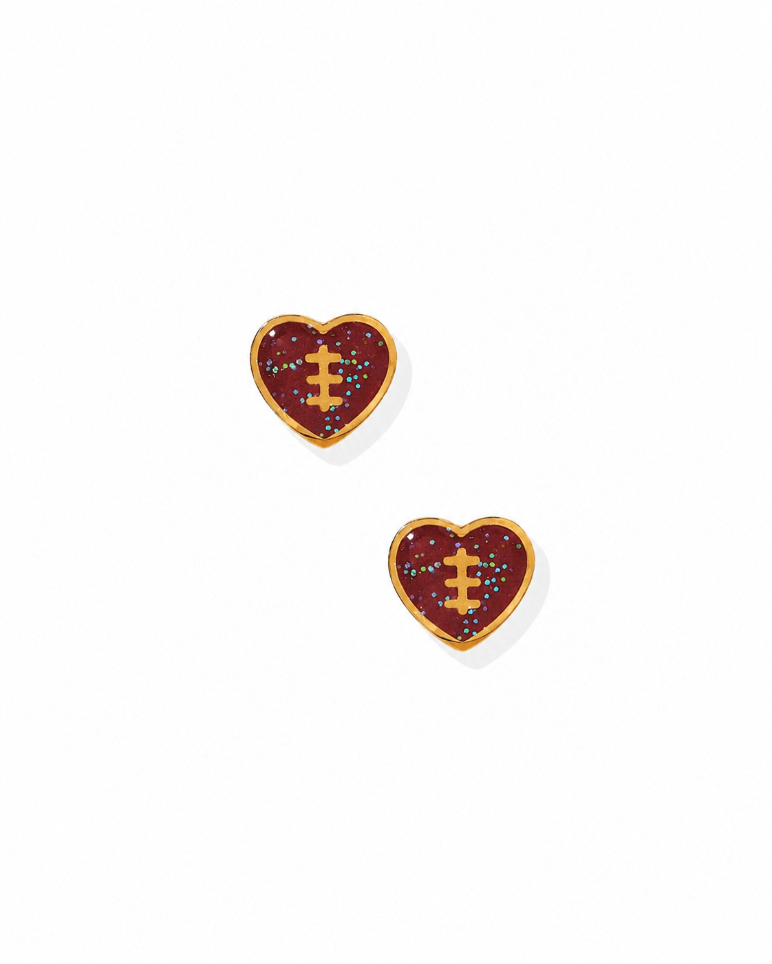 Screwback Stud Earrings - Football Heart