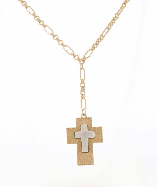 18"-32" Cross with Clear Cross Stone Necklace