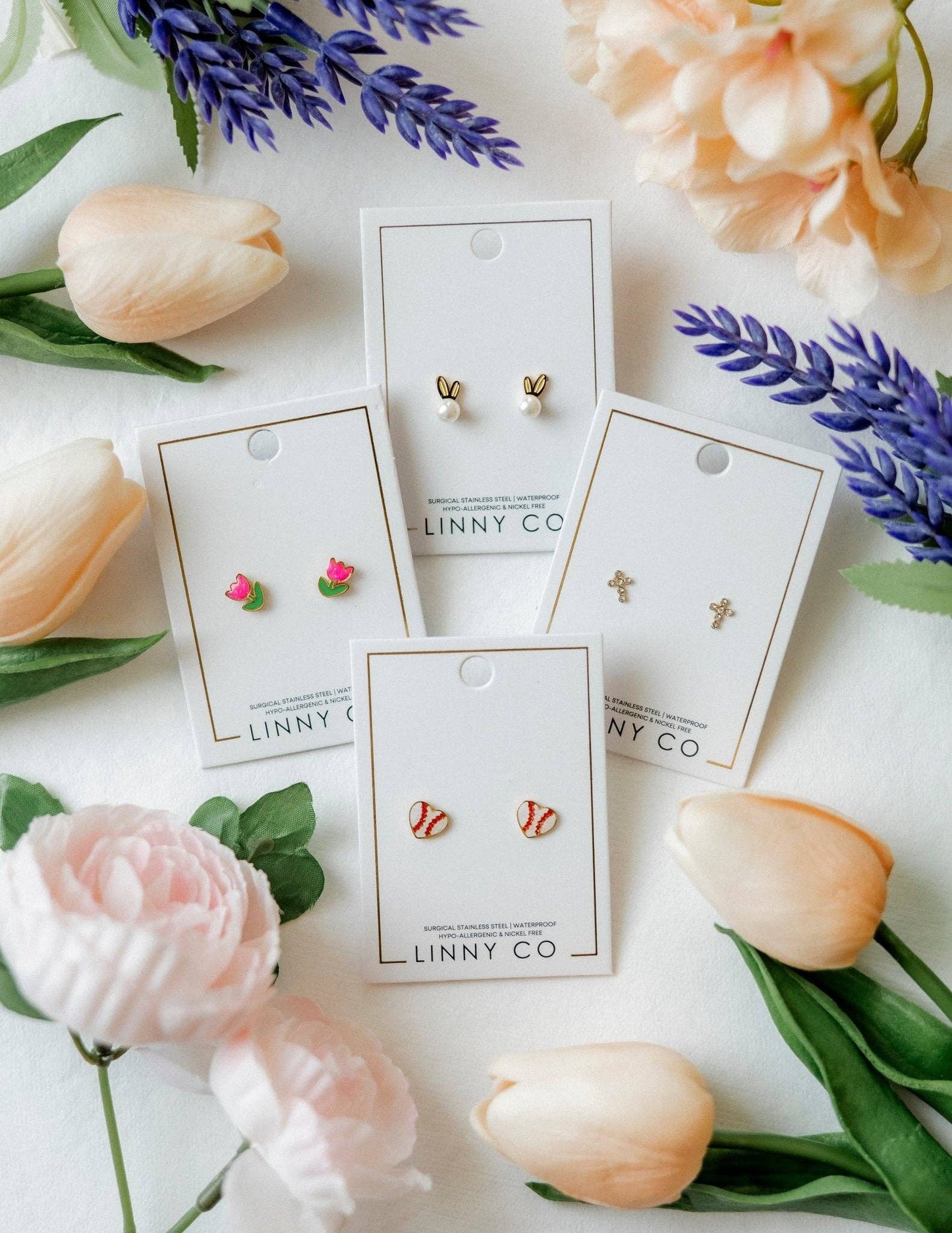 Screwback Stud Earrings - Baseball