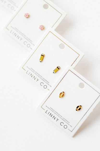 Screwback Stud Earrings - Football