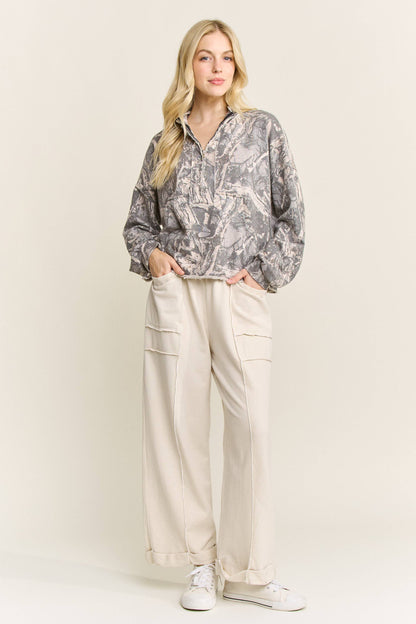 Washed Camo Quarter zip Sweatshirt
