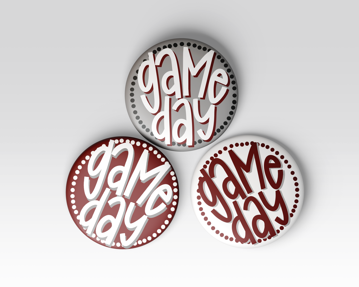 Maroon Game Day Polka Dots Tailgate Buttons | Game Day Pins