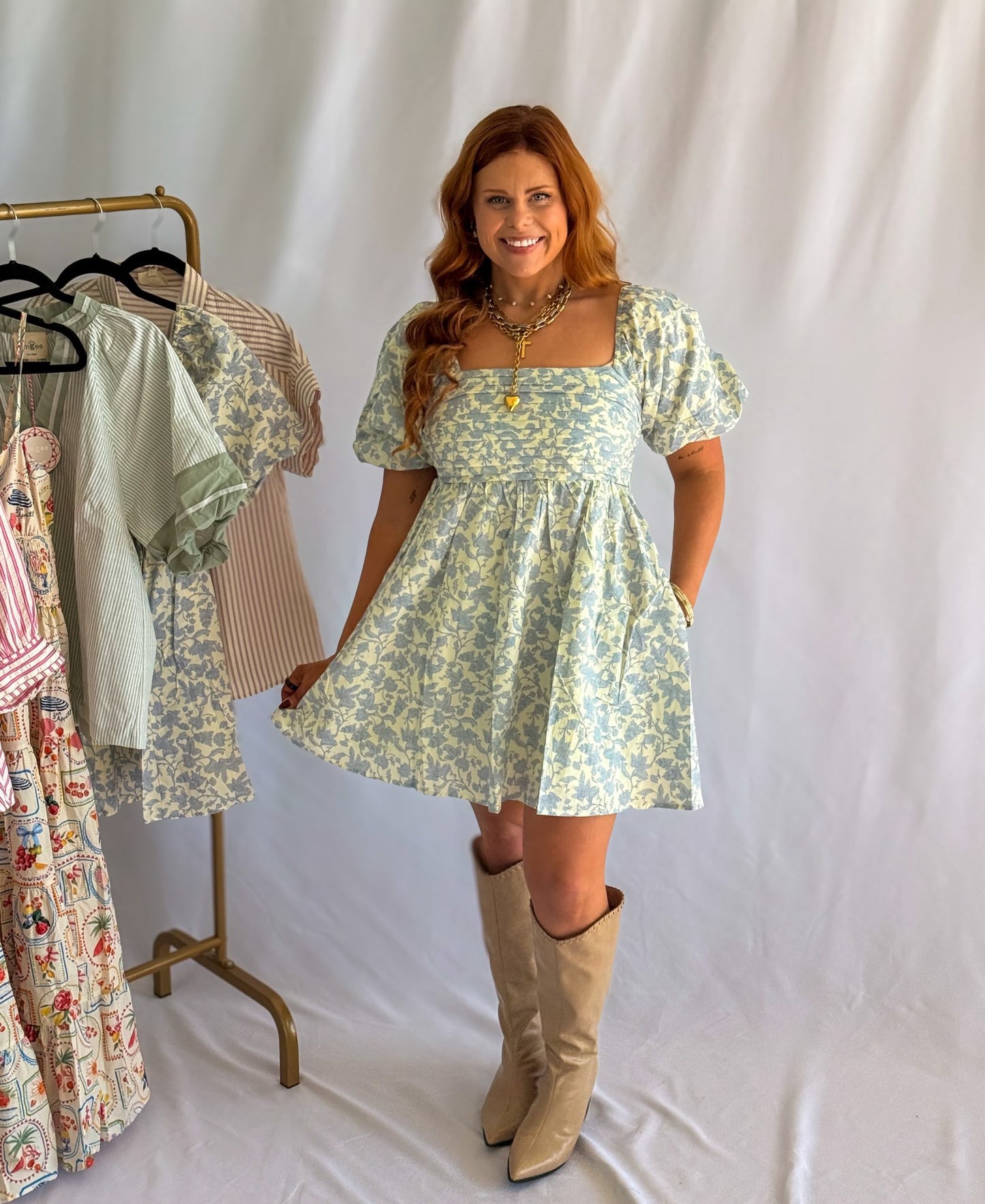 Pleated Babydoll Dress