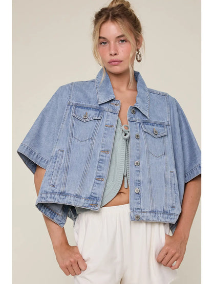 Denim Poncho Jacket