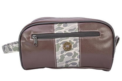 Shot Shell Brown Pebble Old School Camo Men's Toiletry Dopp Bag.