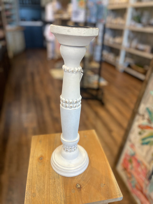 Large white beaded candlestick