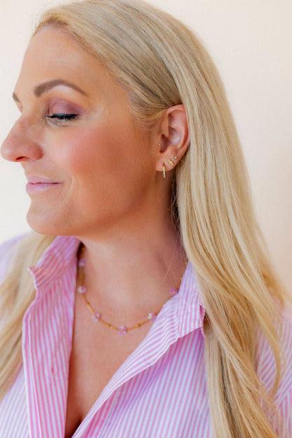 Screwback Stud Earrings - Micro Cooper Clear Gold