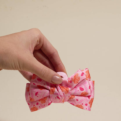Mini Satin Bow Claw Clip–Poppin' Petals Hot Pink