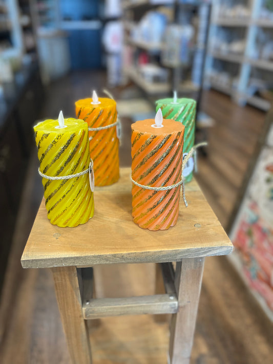 Rainbow Pillar Flame Candle