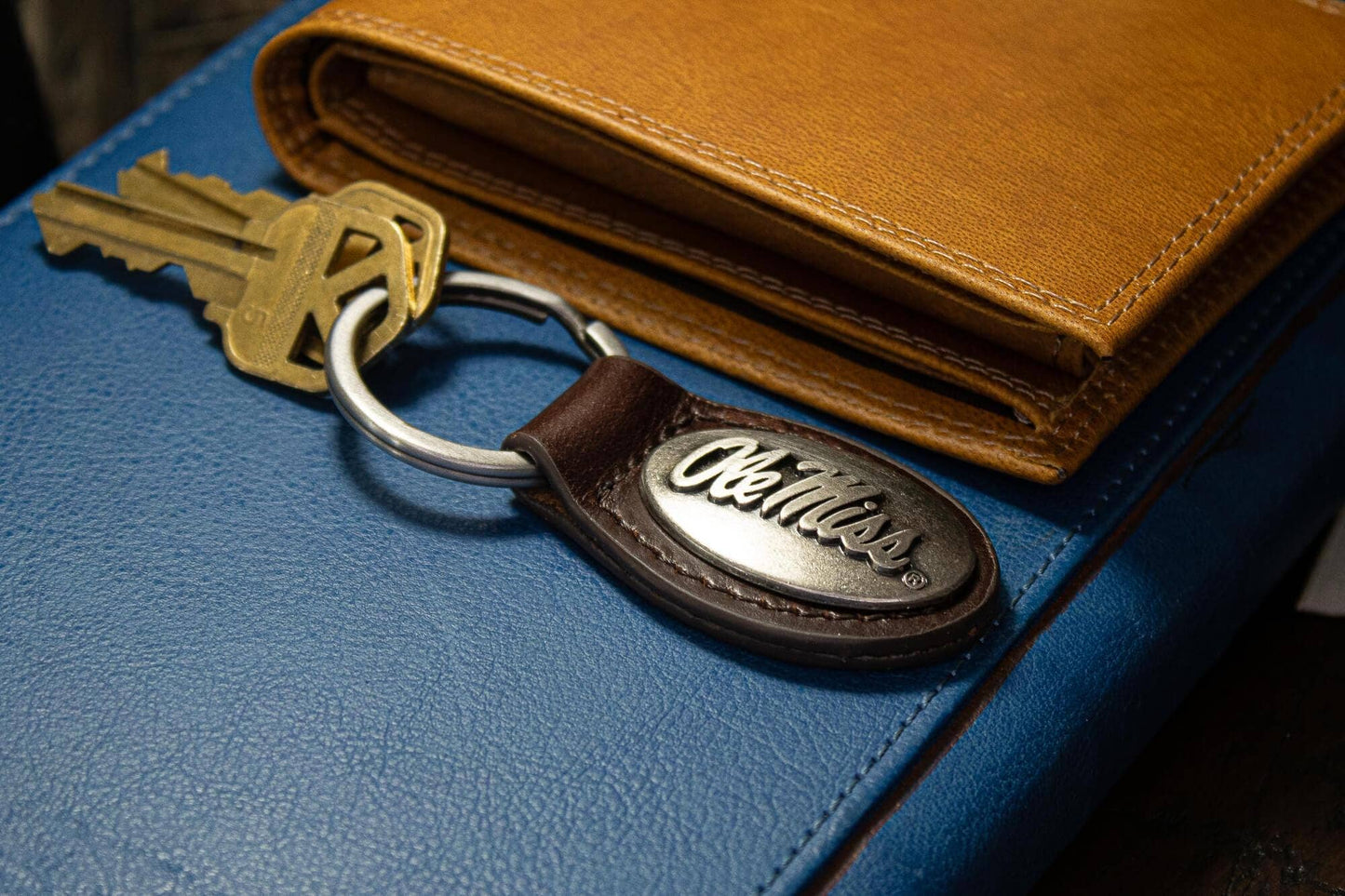 Ole Miss Rebels Oval Leather Key Fob.
