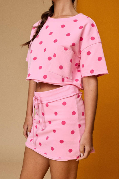 Polka Dot Crop Top & Skorts Set