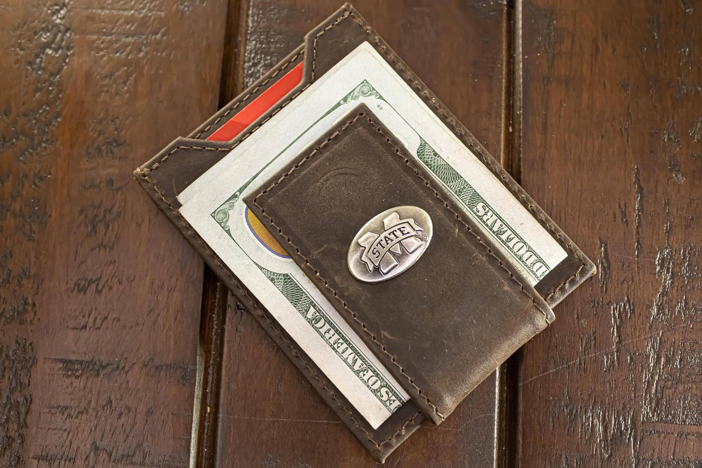 Mississippi State Bulldogs Magnetic Pocket Leather Wallet