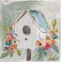 Floral Birdhouse Framed Art 18x18