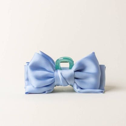 Satin Bow Claw Clip–Blue