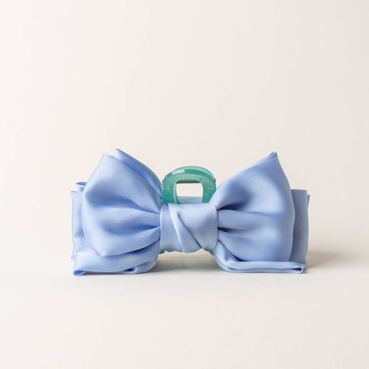 Satin Bow Claw Clip–Blue