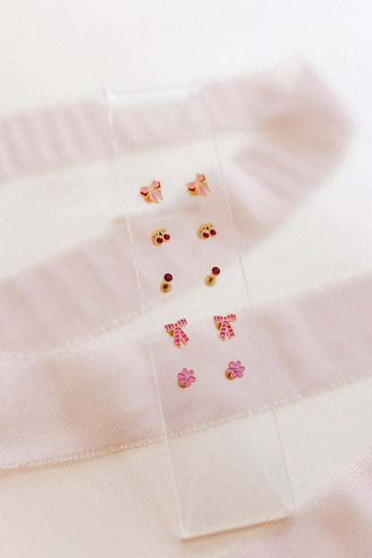 Screwback Stud Earrings - Alli Pink