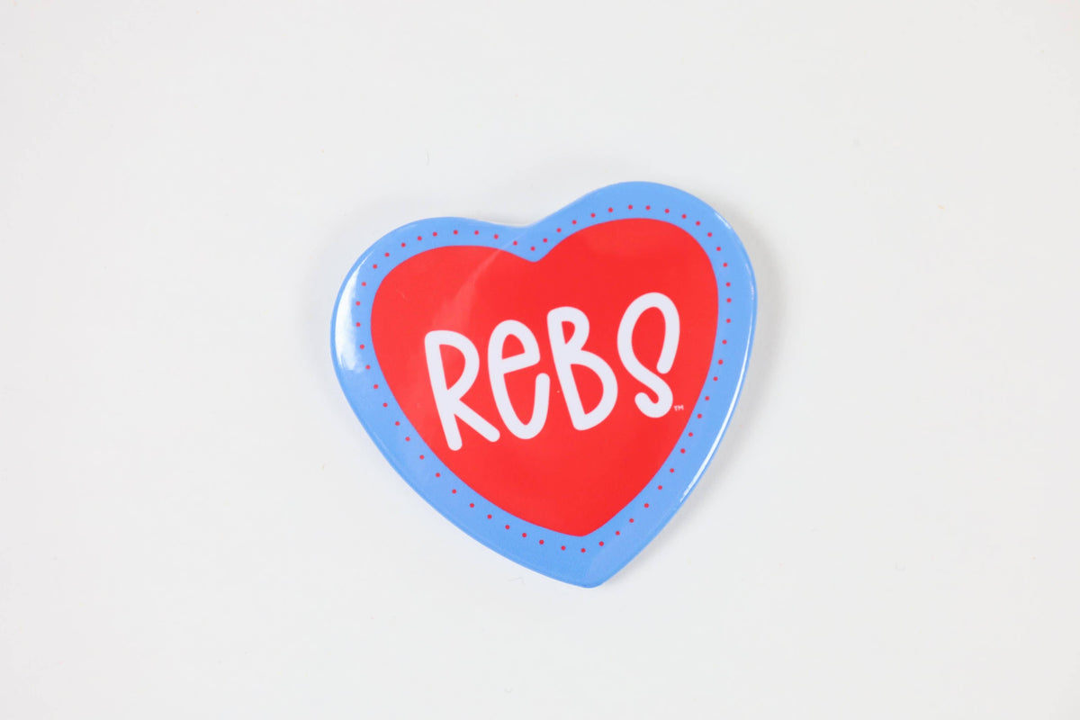 Ole Miss Rebs Heart Shaped Game Day Button Pin