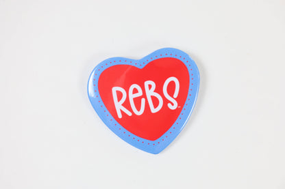 Ole Miss Rebs Heart Shaped Game Day Button Pin