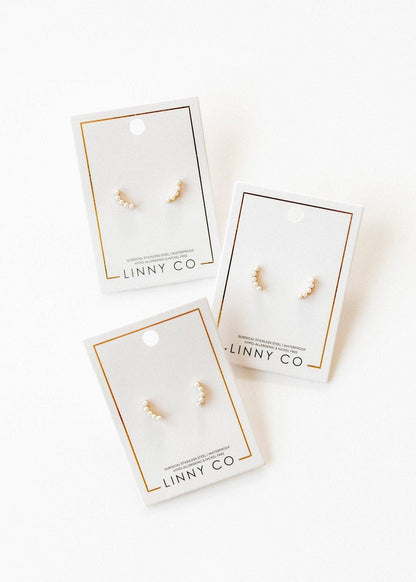 Screwback Stud Earrings - Abigail - Pearl