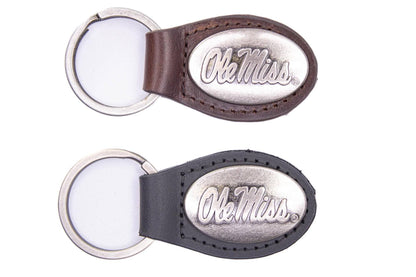 Ole Miss Rebels Oval Leather Key Fob.