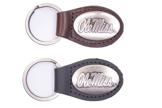 Ole Miss Rebels Oval Leather Key Fob.