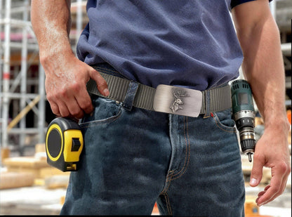 Buck Cut-to-Size Belt with Gunmetal Clamp Buckle