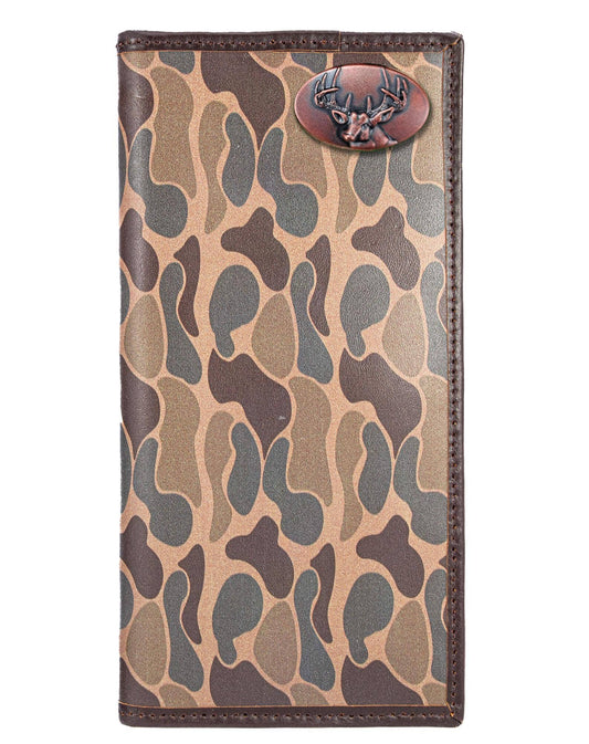 Buck Men's Secretary Old School Camo Leather Wallet.