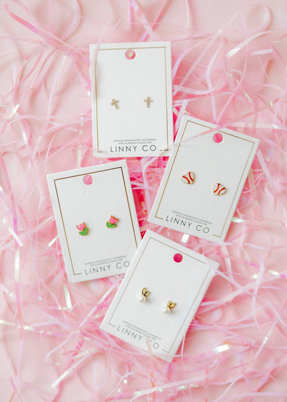 Screwback Stud Earrings - Baseball