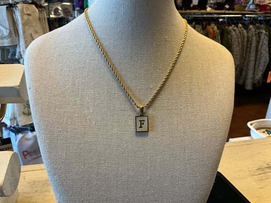 Shell Inlay Initial Necklace