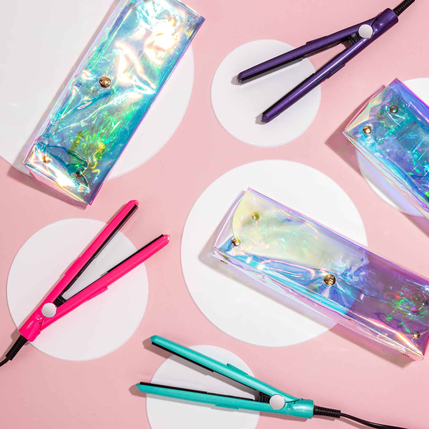 Festival Mini Travel Flat Iron w/ Holographic Bandolier Bag