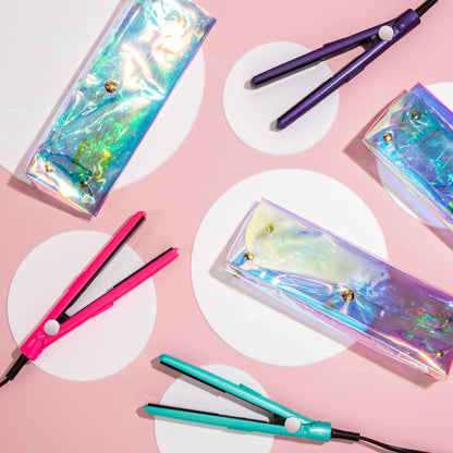 Festival Mini Travel Flat Iron w/ Holographic Bandolier Bag