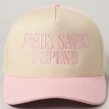 Jesus Saves I Spend Trucker Hat Pink