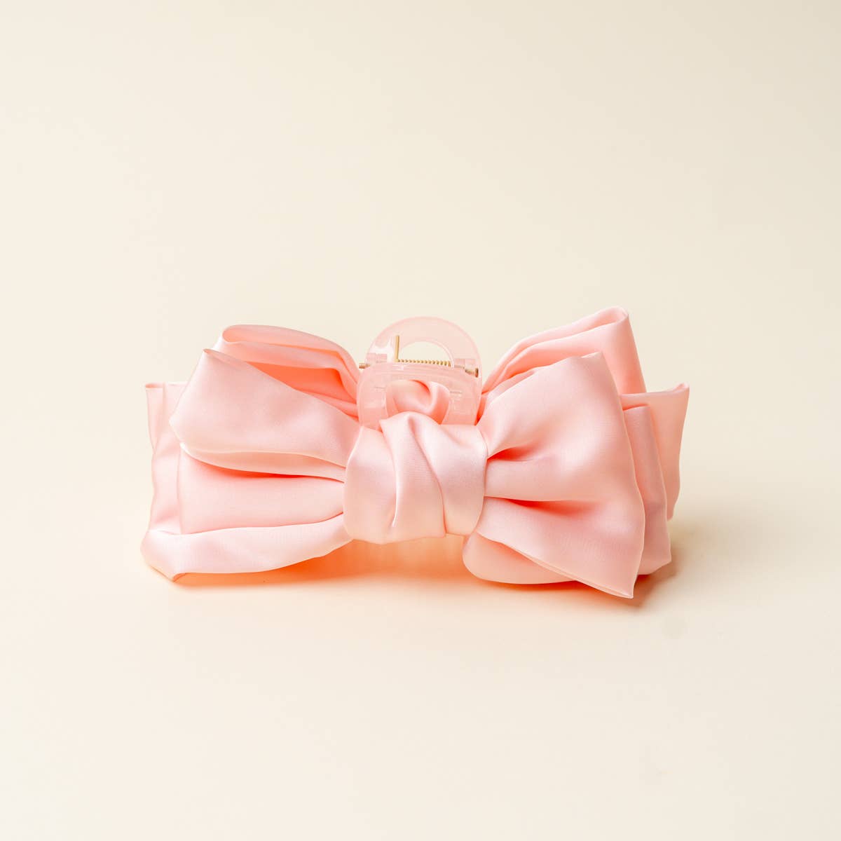 Satin Bow Claw Clip–Blush