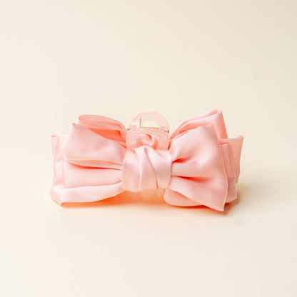 Satin Bow Claw Clip–Blush