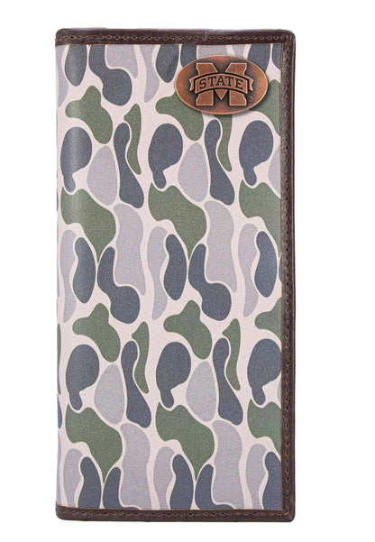MSU Bulldogs Men's Secretary Old School Camo Leather Wallet.
