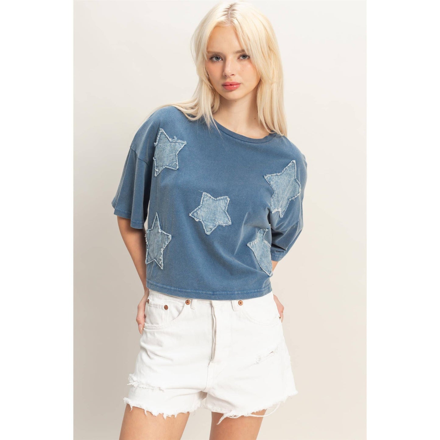 Raw Edge Star Patch Top