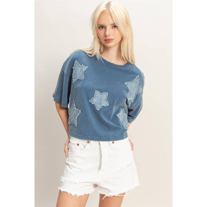 Raw Edge Star Patch Top