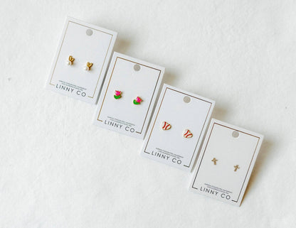 Screwback Stud Earrings - Baseball