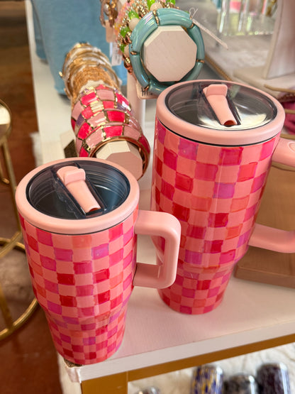 Watercolor Check Tumbler