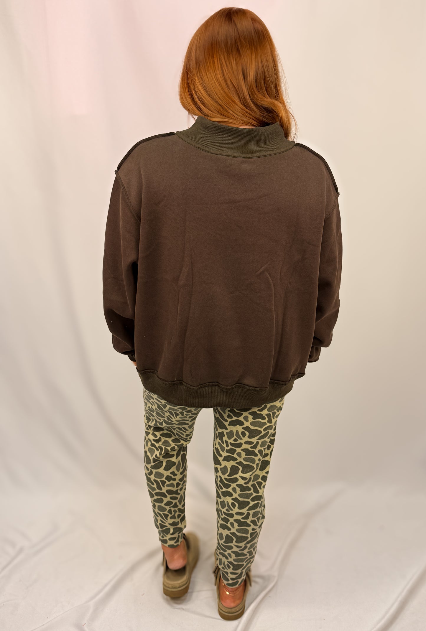 Solid Reversible Mock Neck Sweatshirt Top