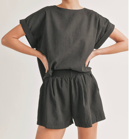 RELAXED FIT TOP/SHORTS(W/ POCKET) SET